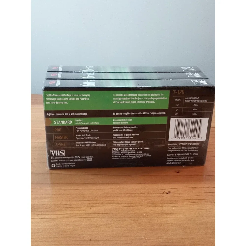 3 Fuji Film VHS Blank Video Tapes 6 hours HQ 120 High Quality📼📼📼